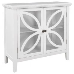 White Accent Storage Wooden Cabinet with Decorative Transparent Door by Huluwat -Southern Enterprises Sales white huluwat accent cabinets dj tc wf284793aak 76 1000