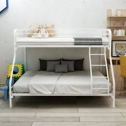 76.38 in x 17.72 in x 7.28 in Twin Over Full Metal Bunk Bed with Flat Ladder in White by Huluwat 9 76.38 in x 17.72 in x 7.28 in Twin Over Full Metal Bunk Bed with Flat Ladder in White by Huluwat -Southern Enterprises Sales white huluwat bunk beds dj 759 wh 31 1000
