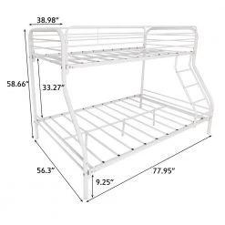 76.38 in x 17.72 in x 7.28 in Twin Over Full Metal Bunk Bed with Flat Ladder in White by Huluwat 8 76.38 in x 17.72 in x 7.28 in Twin Over Full Metal Bunk Bed with Flat Ladder in White by Huluwat -Southern Enterprises Sales white huluwat bunk beds dj 759 wh c3 1000