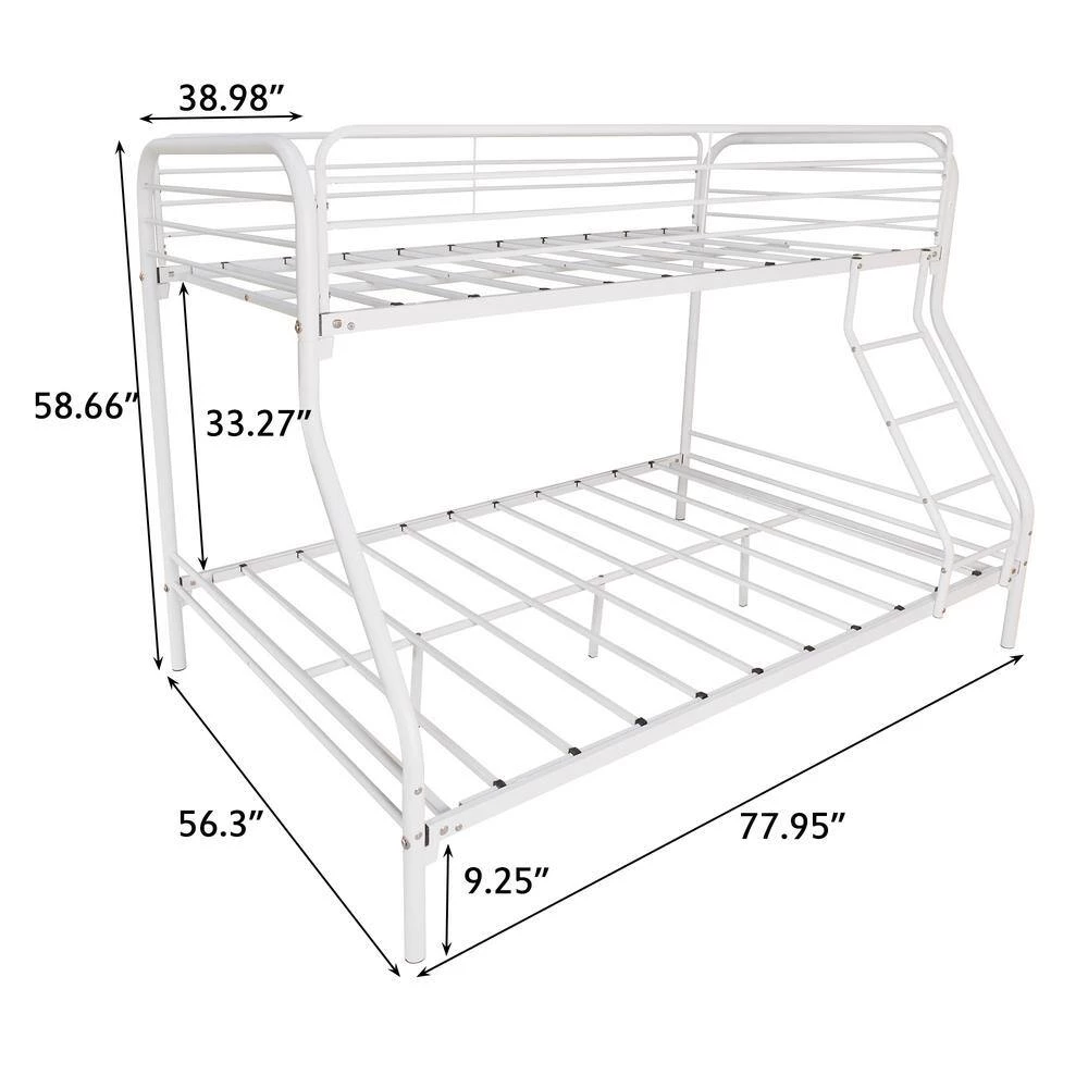 76.38 in x 17.72 in x 7.28 in Twin Over Full Metal Bunk Bed with Flat Ladder in White by Huluwat 5 76.38 in x 17.72 in x 7.28 in Twin Over Full Metal Bunk Bed with Flat Ladder in White by Huluwat - Image 3