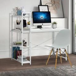 47 in. Rectangular White Particleboard No Drawer Computer Desk with 3-Layer Bookshelf by Huluwat 17 47 in. Rectangular White Particleboard No Drawer Computer Desk with 3-Layer Bookshelf by Huluwat -Southern Enterprises Sales white huluwat computer desks jh tc dk00447wtcb 31 1000