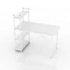 47 in. Rectangular White Particleboard No Drawer Computer Desk with 3-Layer Bookshelf by Huluwat -Southern Enterprises Sales white huluwat computer desks jh tc dk00447wtcb 64 1000