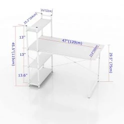 47 in. Rectangular White Particleboard No Drawer Computer Desk with 3-Layer Bookshelf by Huluwat 13 47 in. Rectangular White Particleboard No Drawer Computer Desk with 3-Layer Bookshelf by Huluwat -Southern Enterprises Sales white huluwat computer desks jh tc dk00447wtcb c3 1000