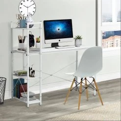 47 in. Rectangular White Particleboard No Drawer Computer Desk with 3-Layer Bookshelf by Huluwat 16 47 in. Rectangular White Particleboard No Drawer Computer Desk with 3-Layer Bookshelf by Huluwat -Southern Enterprises Sales white huluwat computer desks jh tc dk00447wtcb fa 1000