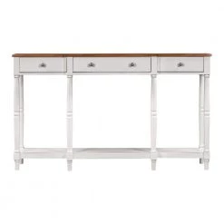 58 in. White Modern Rectangle Wood Console Table for Home with-Storage Shelf and Drawer by Huluwat