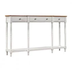 58 in. White Modern Rectangle Wood Console Table for Home with-Storage Shelf and Drawer by Huluwat -Southern Enterprises Sales white huluwat console tables dj tc wf212302aax fa 1000