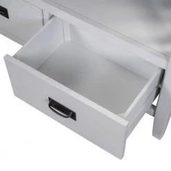 36 in. White Modern Rectangle Solid Wood Console Table for Living Room with 4-Drawers and 1-Shelf by Huluwat -Southern Enterprises Sales white huluwat console tables dj tc wf212304aak 1f 1000