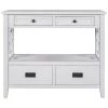 36 in. White Modern Rectangle Solid Wood Console Table for Living Room with 4-Drawers and 1-Shelf by Huluwat -Southern Enterprises Sales white huluwat console tables dj tc wf212304aak 64 1000