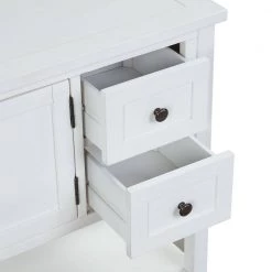 36 in. White Modern Rectangle Wood Console Table with 2-Drawers, 1 Cabinet and 1 Shelf by Huluwat -Southern Enterprises Sales white huluwat console tables dj tc wf281041aak 1f 1000