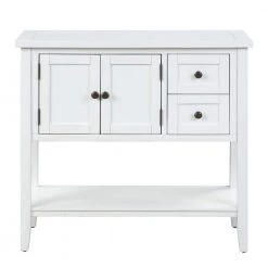 36 in. White Modern Rectangle Wood Console Table with 2-Drawers, 1 Cabinet and 1 Shelf by Huluwat