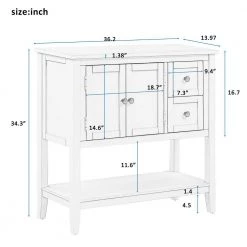 36 in. White Modern Rectangle Wood Console Table with 2-Drawers, 1 Cabinet and 1 Shelf by Huluwat -Southern Enterprises Sales white huluwat console tables dj tc wf281041aak c3 1000