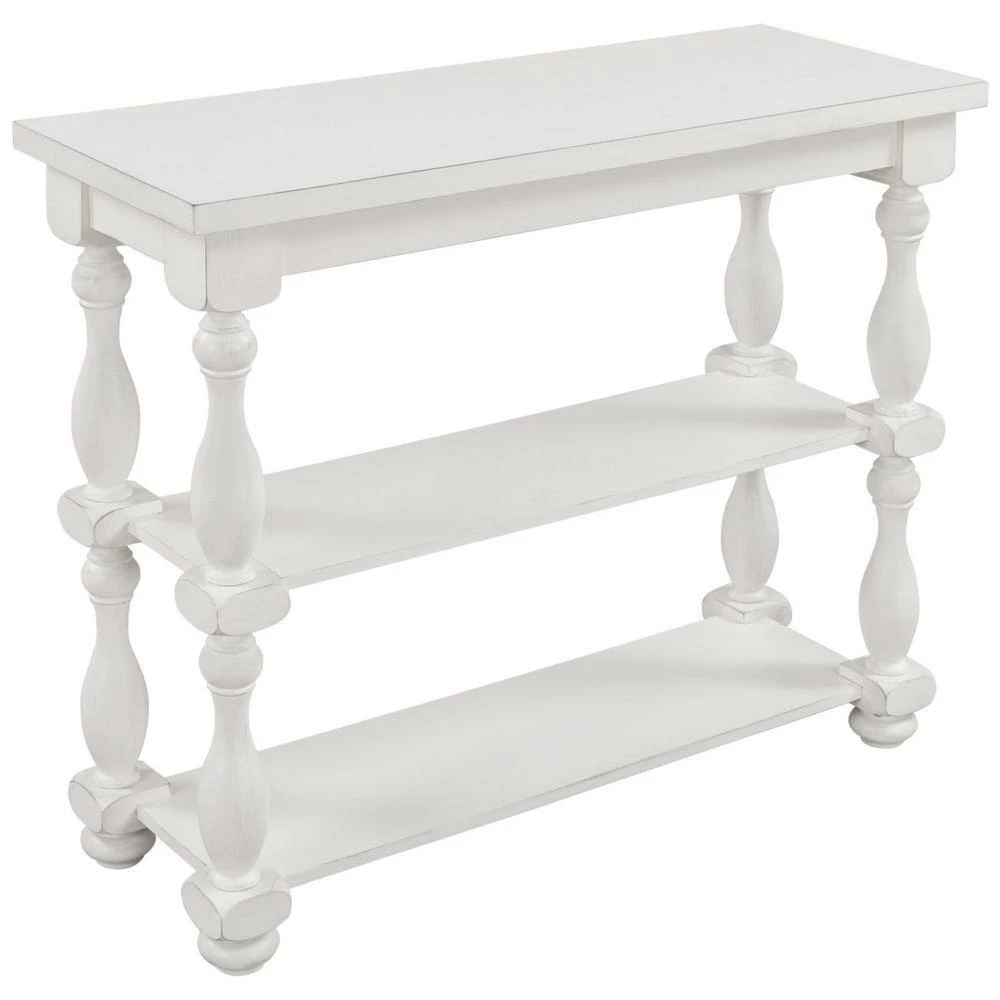 39.4 in. White Modern Rectangle Wood Console Table for Hallway Living Room with 2-Shelves by Huluwat 9 39.4 in. White Modern Rectangle Wood Console Table for Hallway Living Room with 2-Shelves by Huluwat - Image 7