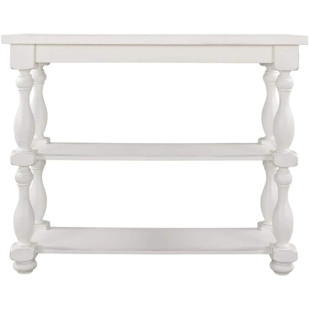 39.4 in. White Modern Rectangle Wood Console Table for Hallway Living Room with 2-Shelves by Huluwat 3 39.4 in. White Modern Rectangle Wood Console Table for Hallway Living Room with 2-Shelves by Huluwat