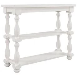 39.4 in. White Modern Rectangle Wood Console Table for Hallway Living Room with 2-Shelves by Huluwat 20 39.4 in. White Modern Rectangle Wood Console Table for Hallway Living Room with 2-Shelves by Huluwat -Southern Enterprises Sales white huluwat console tables dj tc wf285066aak 76 1000