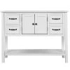 43 in. White Modern Rectangle Solid Wood Console Table for Living Room with 4-Drawers, 1-Cabinet and 1-Shelf by Huluwat -Southern Enterprises Sales white huluwat console tables dj tc wf286836aak 64 1000