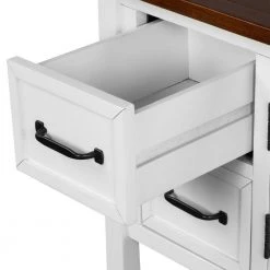 43 in. White Modern Rectangle Solid Wood Console Table for Living Room with 4-Drawers, 1-Cabinet and 1-Shelf by Huluwat -Southern Enterprises Sales white huluwat console tables dj tc wf286836aat 1f 1000