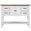 43 in. White Modern Rectangle Solid Wood Console Table for Living Room with 4-Drawers, 1-Cabinet and 1-Shelf by Huluwat -Southern Enterprises Sales white huluwat console tables dj tc wf286836aat 64 1000