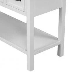 43 in. White Modern Rectangle Solid Wood Console Table for Living Room with 4-Drawers, 1-Cabinet and 1-Shelf by Huluwat -Southern Enterprises Sales white huluwat console tables dj tc wf286836aat fa 1000