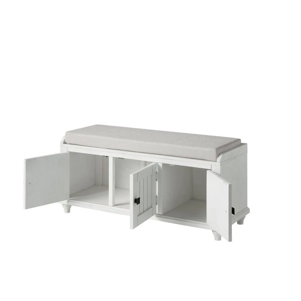 White Homes Collection Wood Storage Bench with 2-Cabinets(18.3 in. H x 42.1 in. W x 15.4 in. D) by Huluwat 8 White Homes Collection Wood Storage Bench with 2-Cabinets(18.3 in. H x 42.1 in. W x 15.4 in. D) by Huluwat - Image 6