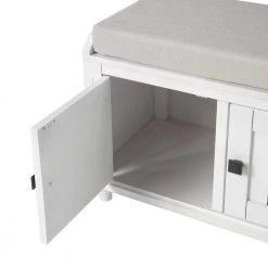 White Homes Collection Wood Storage Bench with 2-Cabinets(18.3 in. H x 42.1 in. W x 15.4 in. D) by Huluwat 14 White Homes Collection Wood Storage Bench with 2-Cabinets(18.3 in. H x 42.1 in. W x 15.4 in. D) by Huluwat -Southern Enterprises Sales white huluwat dining benches dj tc wf195952aaa 4f 1000