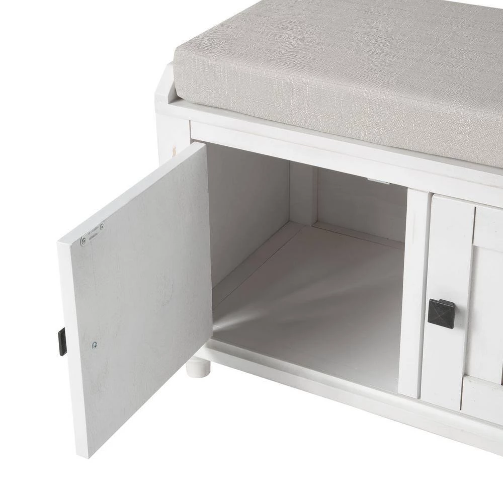 White Homes Collection Wood Storage Bench with 2-Cabinets(18.3 in. H x 42.1 in. W x 15.4 in. D) by Huluwat 6 White Homes Collection Wood Storage Bench with 2-Cabinets(18.3 in. H x 42.1 in. W x 15.4 in. D) by Huluwat - Image 4