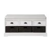 White Homes Collection Wood Storage Bench with 3-Drawers and 3-Baskets (20.2 in. H x 44 in. W x 13.7 in. D) by Huluwat 1 White Homes Collection Wood Storage Bench with 3-Drawers and 3-Baskets (20.2 in. H x 44 in. W x 13.7 in. D) by Huluwat -Southern Enterprises Sales white huluwat dining benches dj tc wf195955aak 64 1000