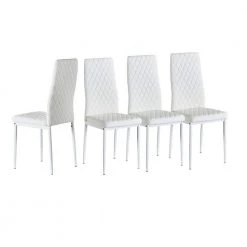 White Fireproof Leather Modern Minimalist Metal Dining Chair (Set of 4) by Huluwat