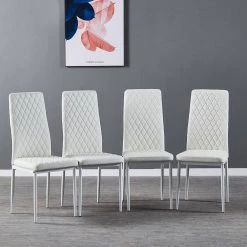 White Fireproof Leather Modern Minimalist Metal Dining Chair (Set of 4) by Huluwat 17 White Fireproof Leather Modern Minimalist Metal Dining Chair (Set of 4) by Huluwat -Southern Enterprises Sales white huluwat dining chairs dj w29904662 76 1000