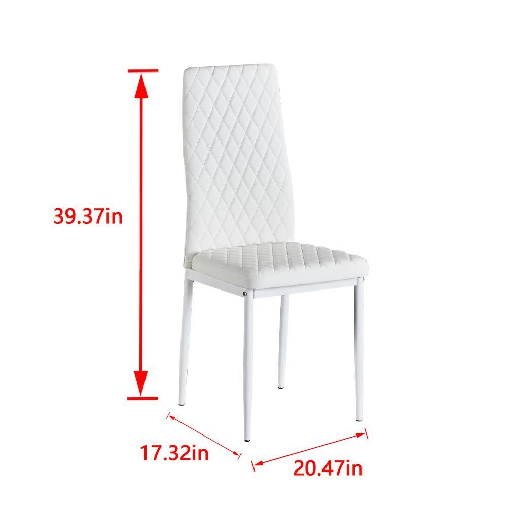 White Fireproof Leather Modern Minimalist Metal Dining Chair (Set of 4) by Huluwat 4 White Fireproof Leather Modern Minimalist Metal Dining Chair (Set of 4) by Huluwat - Image 3