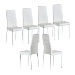 Light Gray Fireproof Leather Modern Minimalist Metal Dining Chair (Set of 6) by Huluwat