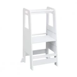 White MDF Child Step Stool with Adjustable Standing Platform (Set of 1) by Huluwat