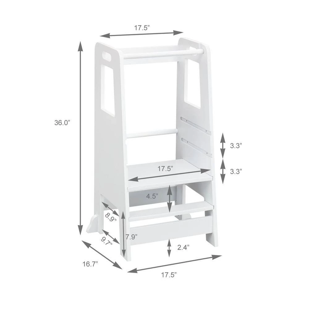 White MDF Child Step Stool with Adjustable Standing Platform (Set of 1) by Huluwat 5 White MDF Child Step Stool with Adjustable Standing Platform (Set of 1) by Huluwat - Image 3