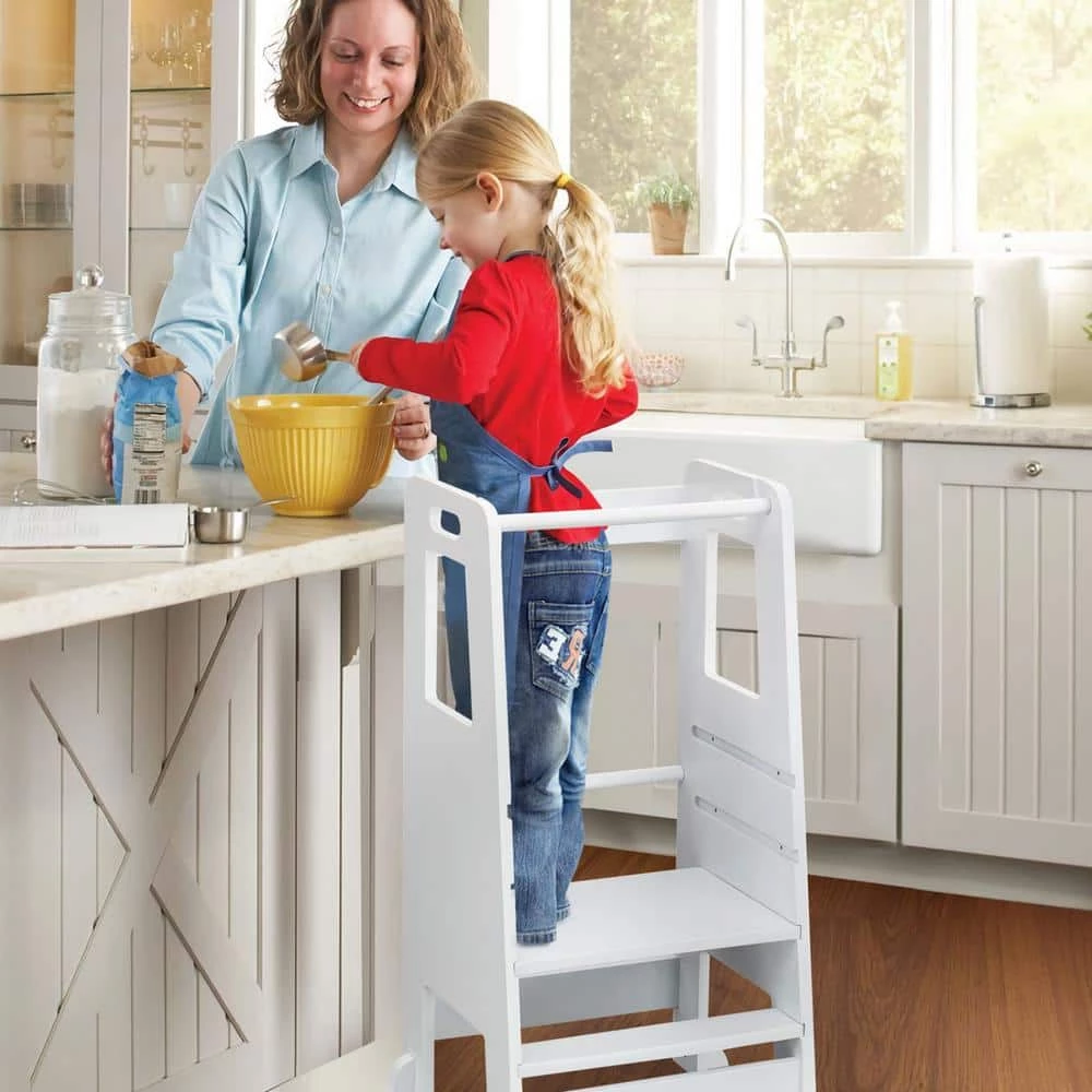 White MDF Child Step Stool with Adjustable Standing Platform (Set of 1) by Huluwat 4 White MDF Child Step Stool with Adjustable Standing Platform (Set of 1) by Huluwat - Image 2