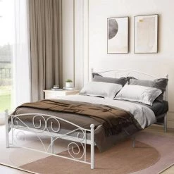 White Full Size Metal Platform Bed Frame by Huluwat 19 White Full Size Metal Platform Bed Frame by Huluwat -Southern Enterprises Sales white huluwat platform beds dj tc w31136107 31 1000