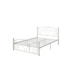 White Full Size Metal Platform Bed Frame by Huluwat