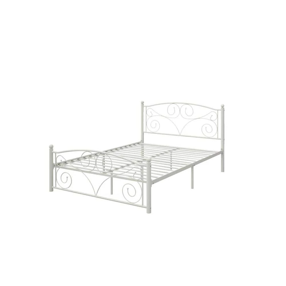 White Full Size Metal Platform Bed Frame by Huluwat 3 White Full Size Metal Platform Bed Frame by Huluwat