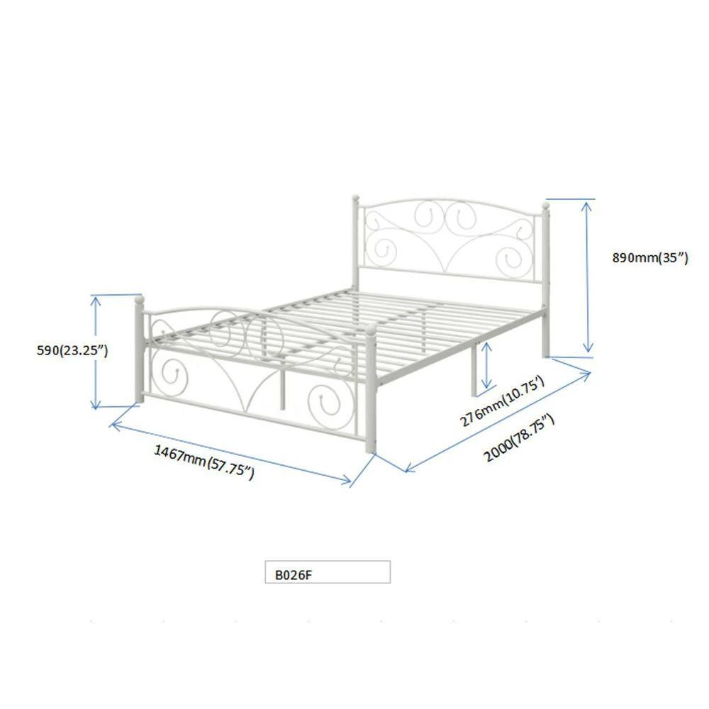 White Full Size Metal Platform Bed Frame by Huluwat 5 White Full Size Metal Platform Bed Frame by Huluwat - Image 3