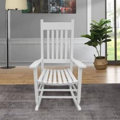 White Populus Wood Porch Rocker Chair by Huluwat -Southern Enterprises Sales white huluwat rockers gliders ottomans dj tc w49520603 fa 1000