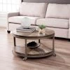 Stilson 32 in. Distressed Gray/White-Limed Burnt Oak Medium Round Wood Coffee Table with Casters by Southern Enterprises -Southern Enterprises Sales white limed burnt oak and distressed gray finish southern enterprises coffee tables hd598871 64 1000