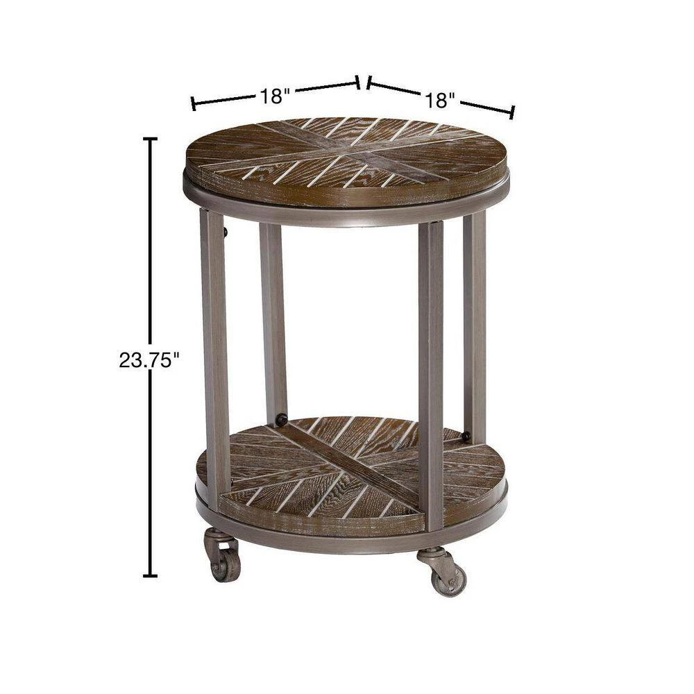 Stilson Burnt Oak Urban Industrial Round End Table by Southern Enterprises 5 Stilson Burnt Oak Urban Industrial Round End Table by Southern Enterprises - Image 3