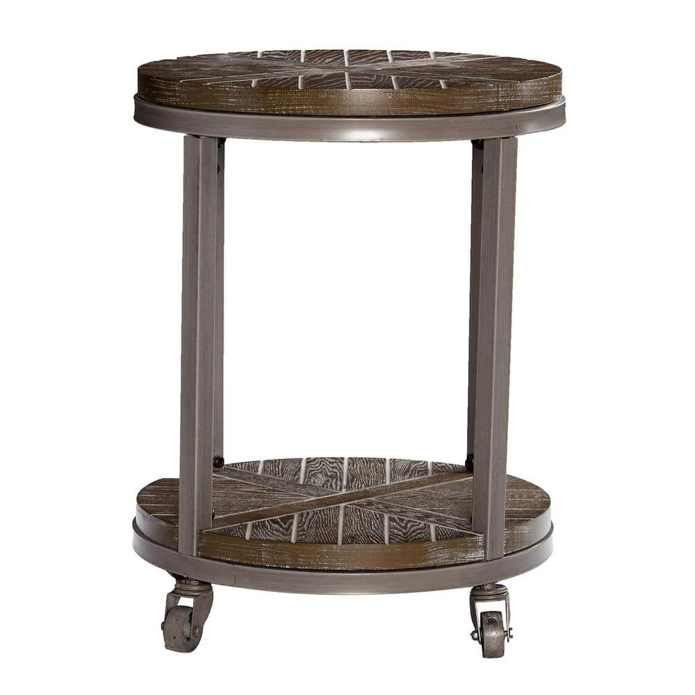 Stilson Burnt Oak Urban Industrial Round End Table by Southern Enterprises 7 Stilson Burnt Oak Urban Industrial Round End Table by Southern Enterprises - Image 5