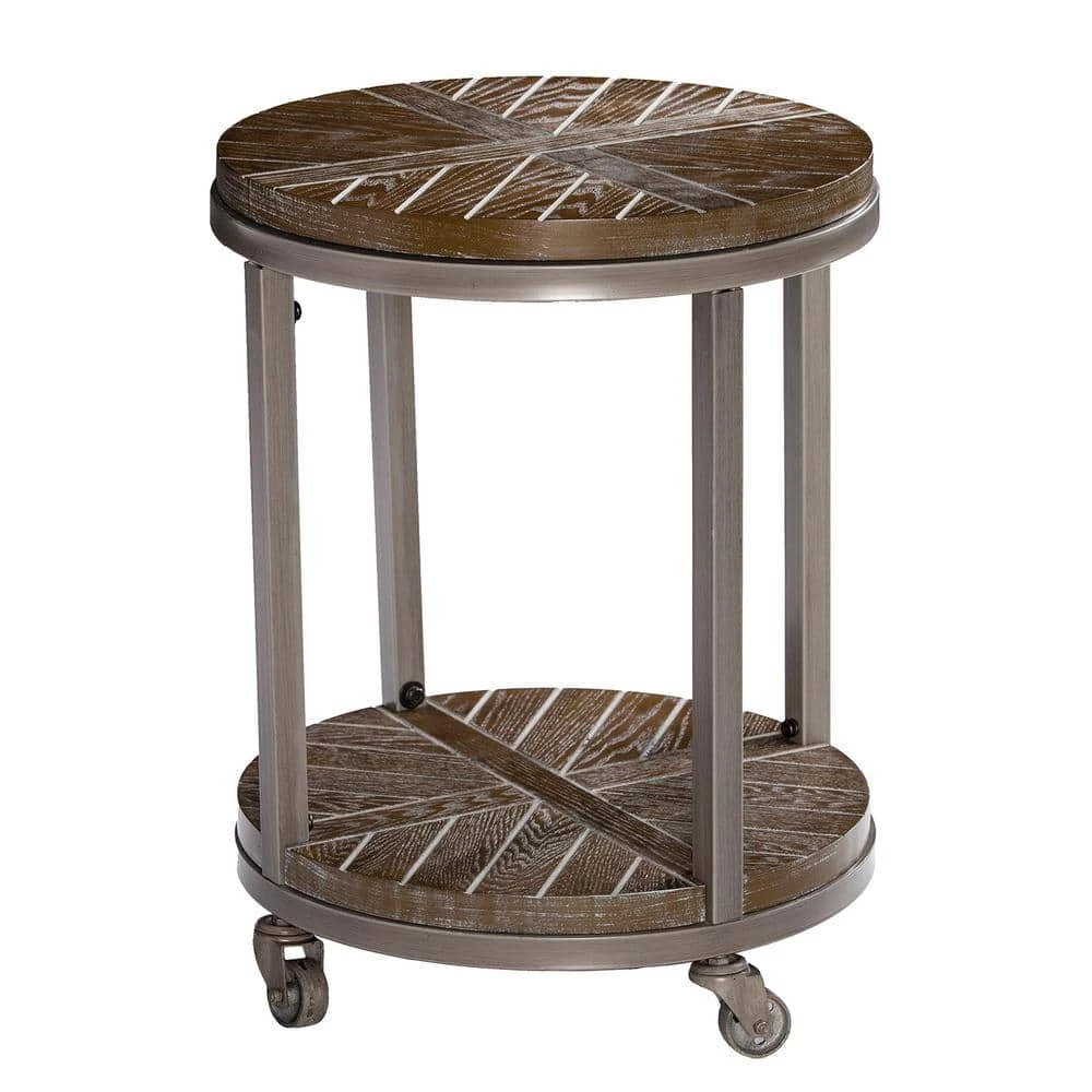 Stilson Burnt Oak Urban Industrial Round End Table by Southern Enterprises 4 Stilson Burnt Oak Urban Industrial Round End Table by Southern Enterprises - Image 2