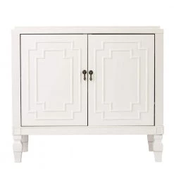 Southern Enterprises Sales 22 Tropman White Antique Accent Cabinet with Double-Doors by Southern Enterprises