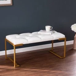 Noor White Bench (18.75 in. H x 40.5 in. W x 18.75 in. D) by Southern Enterprises -Southern Enterprises Sales white southern enterprises dining benches hd391861 31 1000