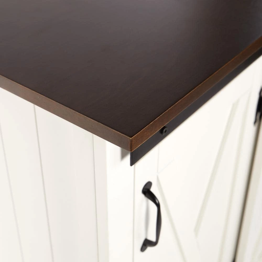 Leake White Kitchen Cart with Barn Door by Southern Enterprises 10 Leake White Kitchen Cart with Barn Door by Southern Enterprises - Image 8