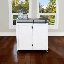 Leake White Kitchen Cart with Barn Door by Southern Enterprises 25 Leake White Kitchen Cart with Barn Door by Southern Enterprises -Southern Enterprises Sales white southern enterprises kitchen carts hd391359 31 1000