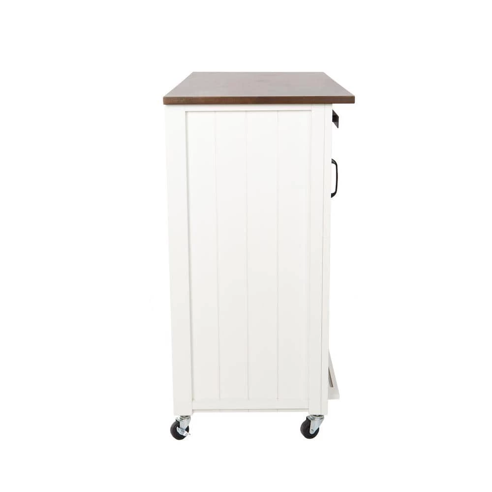 Leake White Kitchen Cart with Barn Door by Southern Enterprises 4 Leake White Kitchen Cart with Barn Door by Southern Enterprises - Image 2
