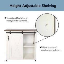 Leake White Kitchen Cart with Barn Door by Southern Enterprises 22 Leake White Kitchen Cart with Barn Door by Southern Enterprises -Southern Enterprises Sales white southern enterprises kitchen carts hd391359 44 1000