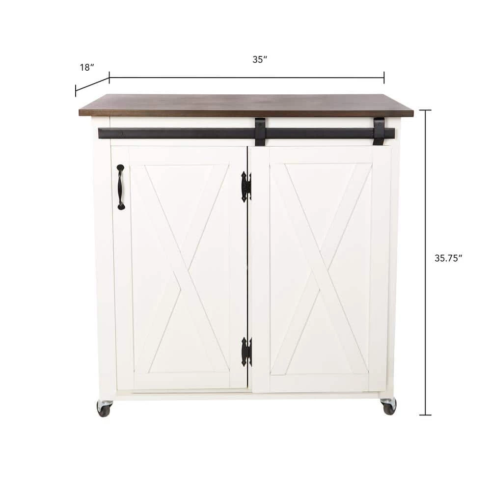 Leake White Kitchen Cart with Barn Door by Southern Enterprises 13 Leake White Kitchen Cart with Barn Door by Southern Enterprises - Image 11