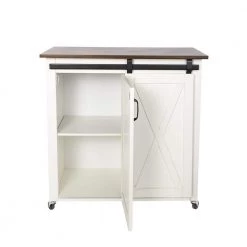 Leake White Kitchen Cart with Barn Door by Southern Enterprises 18 Leake White Kitchen Cart with Barn Door by Southern Enterprises -Southern Enterprises Sales white southern enterprises kitchen carts hd391359 77 1000